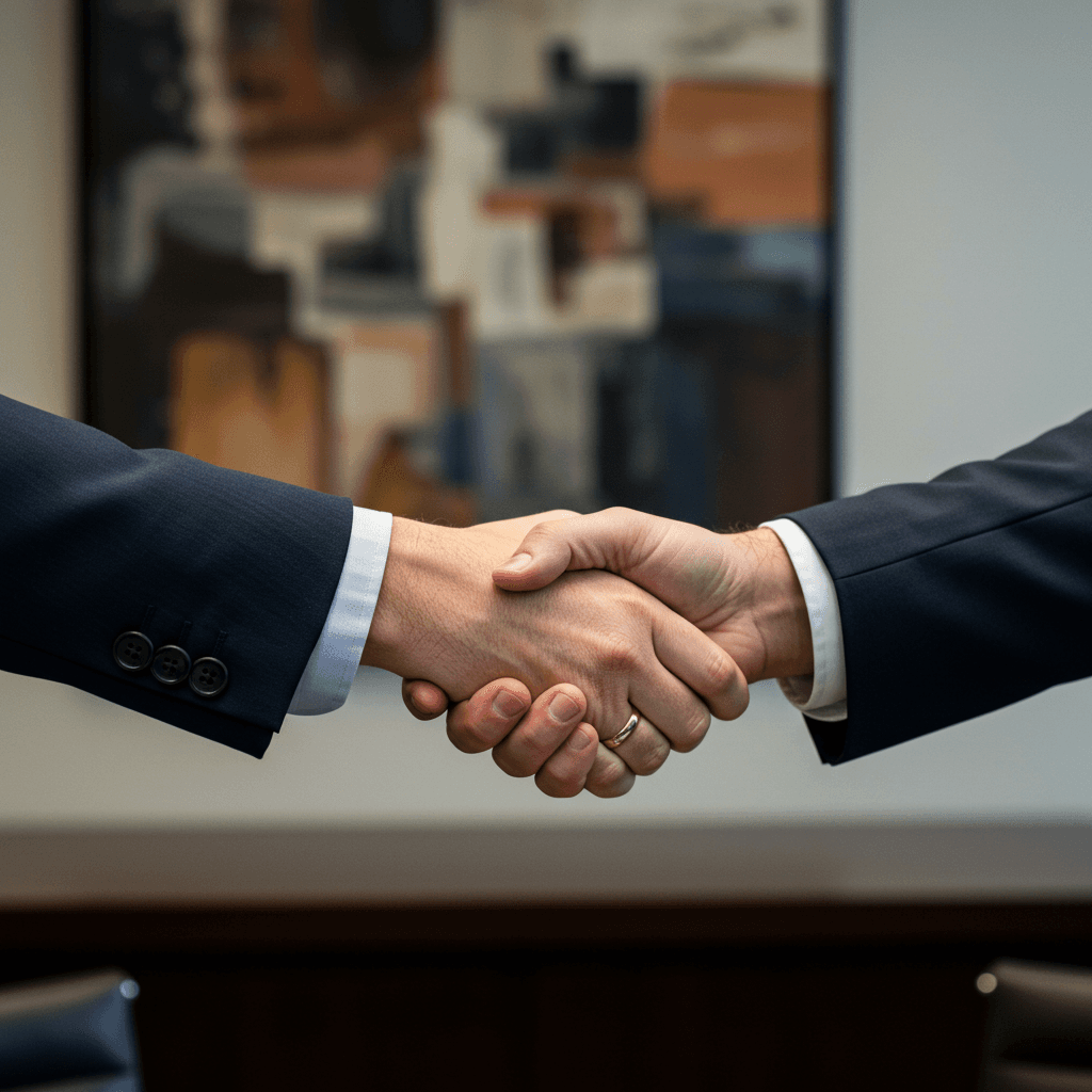 Business handshake representing partnership opportunity